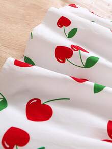 年轻女孩夏季樱桃印花休闲吊带裙