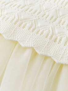 mini bala Girls' Knitted Mesh Dress, Soft Fabric, Pill-Resistant, Casual Spring Dress - Vanilla White - View 8