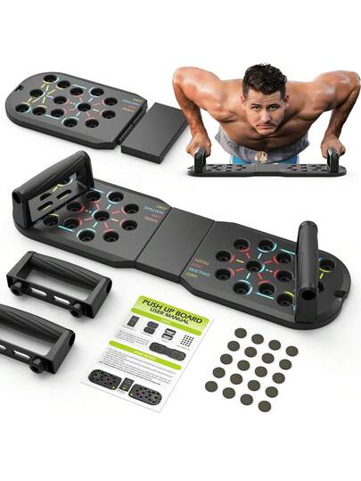 Push Up Board Fitness, Workout Home Gym Equipment, 20 In 1 Exercise Pushup Bar Handles For Floor, Strength Training Equipment For Men