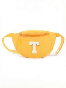 1pc DIY Girls Letter Print Crossbody Bag, Cute Shoulder Bag, Messenger Bag, Fanny Pack, Suitable For Daily Use, Outdoor, Travel, Hiking, Portable, Ideal Gift For Girls