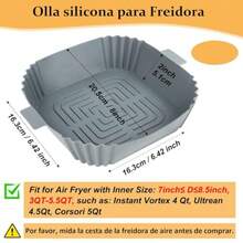 FIAN Silicona Moldes para Freidora de Aire Accesorios para Freidora de Aire Reutilizable Antiadherente 3pcs Silicona Cuadrada Bandeja para Freidora de Aire Horno Microondas Baking Gris - Gris+Rojo+Azul - Ver 1