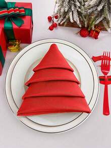 2/6/12条装圣诞装饰餐巾，加厚防皱纯色布餐巾，适用于节日派对和宴会