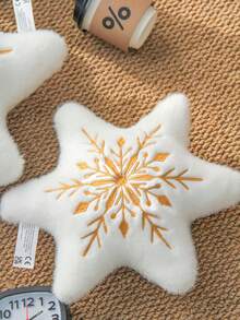 1Pc 38cm/14.96Inch Snowflake Plush Pillow Toy, Ultra Soft Fluffy Snowflake Stuffed Animal Cushion, Winter Nature Themed Collectible Decor, Friendly Plush Ornament, Christmas Winter Holiday Birthday Gift For Kids, Adults & Plush Lovers - White - View 13