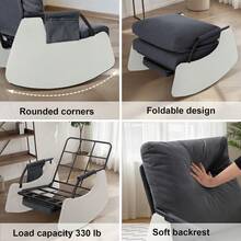 Silla reclinable Mecedora para Adultos, Moderna Silla reclinable tapizada de Felpa con Bolsillo Lateral, Tres Niveles de Ajuste, sillas Modernas para sofá de guardería - Gris Oscuro - Ver 6