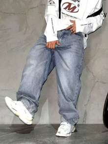 Quần Jeans Nam Dáng Rộng Cổ Điển Thường Ngày Có Túi - Rửa nhẹ - Xem 5