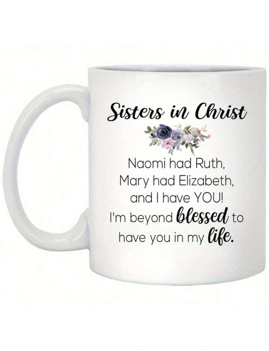 Taza de cerámica inspiradora "Hermanas en Cristo" - Regalo cristiano perfecto para mujeres y mejores amigas. Es una taza de agua personalizada y original, ideal tanto para hombres como para mujeres. Perfecta para regalar en San Valentín, el Día de la - Blanco - Ver 1