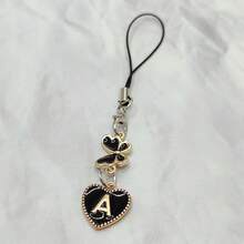 1 Stück schwarzer Legierung Herz-förmiger Anhänger mit englischen Buchstaben, zierlicher Schmetterling Handykordel, Taschenanhänger, Handykette, Schlüsselanhänger, Herren Handyzubehör, Handyanhänger, Handydekoration, geeignet als Neujahrsgeschenk, Valentinstag Geschenk, Geschenk für Freunde, Freundin, Freund, kompatibel mit Android und den meisten Smartphones, Geschenke für Mutter, Familie, Freunde, Kinder, Geburtstag, Feiertage Handykette - Schwarz - Übersicht 6