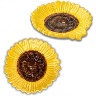 Sunflower Shaped Ceramic Spoon Rest - 2 PCS For Stove Top & Counter