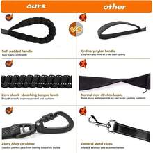 High Strength Elastic Dog Leash - Comfortable Padded Handle And Reflective Line - 6ft/4ft, Suitable For Medium To Large Dogs - Multifunctional 4-In-1 Leash With Car Safety Belt - Ideal For Training And Travels - Multicolor - View 5