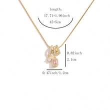 一款优雅的304不锈钢镶钻吊坠项链，适合女性佩戴，百搭时尚，日常佩戴皆宜。 - 金色 - 查看 7