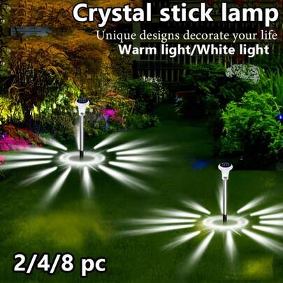 2/4 Pc Smart Solar Crystal Lollipop Light, Easy To Install, Can Be Used In Gardens, Intelligent Sensing (Light Sensing) Lawns, Paths, Door Decoration, Both Sides Of The Path, Suitable For A Variety Of Holiday Party Decoration