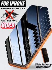 Bộ 6 miếng dán màn hình cường lực, độ cứng 9H, độ nhạy cao, bảo vệ riêng tư, chống trầy xước, chống nước, cạnh bo tròn, cảm ứng nhạy, tương thích với iPhone 11/12/13/14/15/16/17 Pro Max/17 Pro/17 Air/17 Series - màu đen - Xem 11
