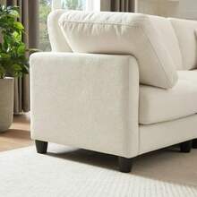 Modern Chenille L-Shaped Sofa With Movable Ottoman, 7-Seater Modular Combination Sofa, Convertible Sofa With Upholstery , U-Shaped Couches For Living Room And Office, Removable Modules, Sectional Sofa Couches - 米色 - 查看 6
