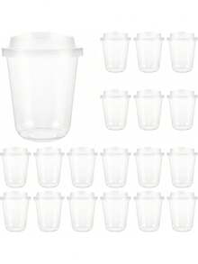 16oz Iced Coffee Cup With Lid, Clear Plastic Cup With Straw-Free Drinking Lid, Round Bottom Takeaway Cup, Suitable For Iced Coffee, Juice, Smoothie, Cold Drinks - Multicolor - View 8