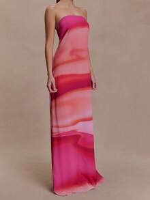 1 chiếc đầm maxi dệt kim kiểu tie-dye thanh lịch, thoải mái dành cho nữ, thích hợp cho tiệc tùng, kỳ nghỉ, du lịch xuân/hè. - Nhiều màu - Xem 4