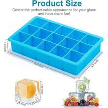 2pcs/Set (1 Ice Clip Included) 15-Cavity Square Silicone Ice Cube Tray With Silicone Lid, Multi-Cavity Silicone Ice Cube Mold, Whiskey Ice Cube Maker - Multicolor - View 8