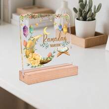 Festival Kareem Acrylic Desktop Decoration, Moon Stars Colorful Lantern Pattern Design, Festival Gifts, Best Gifts For Family Friends And Colleagues, Suitable For Home Desktop Office Room Decoration, Holiday Decoration Ramadan Home Decor Ramadan Decoration Ornaments Home Miniature Things Office Decor - Multicolor - View 8