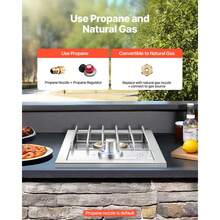 Parrilla individual  con quemador lateral para exteriores, 17 000 BTU, propano y gas natural - Plateado - Ver 4