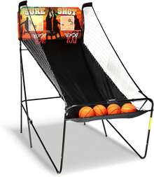 GCCSJ Indoor Basketball Hoop2-Player Electronic Basketball Arcade Game - 8-In-1 Multi-Game Indoor Sports Fun With LED Scoring & 4 Balls, Heavy-Duty Foldable Hoop For Basement, Game Room, Man Cave & Family Game Night (Black) - Black - View 7