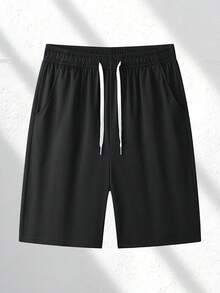男士夏季休闲运动短裤，透气舒适，抽绳腰带设计，适合户外活动和日常穿着，夏季必备单品 - 黑色 - 查看 9