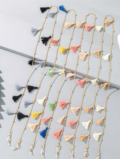 1条波西米亚风彩色流苏眼镜链，韩版防丢眼镜挂绳，两用