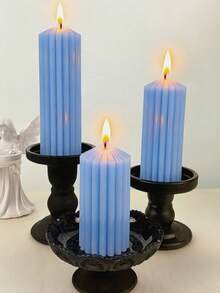 Large Coarse Gear Aromatherapy Candle Made With Soy Candles, Fragrant, Cylindrical Long Candles, Valentine's Day Home Decoration Candles, Multiple Wine Red Candle Sets, Party Candle Center Decoration, Christmas Slim Candles Suitable For Giving Gifts To Women, Close Friends, And Winter Gifts - Blue - View 3