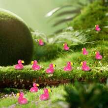 10/50/100/200pcs Mini Resin Flamingo & Duck, Cute Flamingo Decor, Suitable For Cake Decoration, Garden, Dollhouse, Landscape, Aquarium, DIY Crafts - Red - View 4
