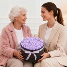 Forever Flowers, 50 Preserved Roses In A Box, Eternal Flowers Immortal Bouquet Birthday Present For Women Her Wife Mothers, Anniversary, Valentine's Day,Christmas, Lavender Purple - Lavender Purple 50 Roses Round Shape Box - View 9