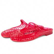 Clear Mary Jane Jelly Shoes For Women Slip On Mules Comfortable Closed Toe Flat Jelly Sandals Summer Mesh Slides - 紅色 - 查看 11