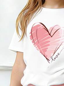 Toddler Girls' Cartoon Print Round Neck Short Sleeve Top And Flare Pants Set - White - View 3