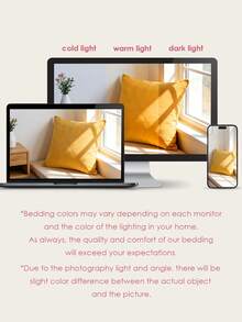 1个超柔软天鹅绒枕套，不含枕芯，优雅家居装饰，适用于床和沙发，信封式开口，可机洗，通过Oeko-Tex认证 - 黃色 - 查看 7