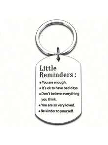 1pcs Stainless Steel Small Reminder Keychain Engraved With Inspirational Quotes For Women And Men Ideal Birthday Christmas Gift For Best Family Party Favors Pack - Silver - View 4