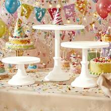 Set Of 3 Pieces Cake Stands Iron Cake Holder Dessert Display Plate Serving Tray For Baby Shower Wedding Birthday Party (White) 3-Piece Cake Stand Set – White Iron Dessert Serving Trays, Rustproof Design, For Cakes, Cupcakes, And Pastries, Perfect For Events And Home Decor - trắng - Xem 10