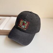 1pc Women's Baseball Cap, Leopard Print, Cartoon Letter Embroidery, New Spring/Summer Denim Cartoon Embroidered Snapback Hat, Casual Street Sun Hat - Multicolor - View 11