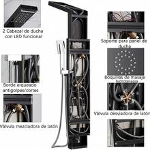 Shower Panel With Faucet For Bathtub And  With LED Lighting - Complete Kit In Anti-Limescale Stainless Steel, 5 Functions (Fixed Head, Hand Shower, Spout), Easy Installation - Matte Black - View 6