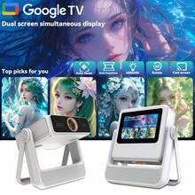 DONGYING New Projector, Dual Screen Display, Android 12 Projector, Native 1080P, Supports 4K, WiFi6, Supports Auto Focus And Keystone Correction, Portable Projector With Built-In Speaker, Supports App Download, Compatible With Smartphones, Computers And More, Suitable For Home Theater, Office Meetings, Decorations, Gifts - White - View 2