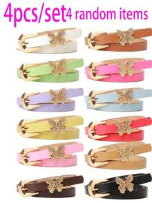 8pcs/4pcs/2pcs Random Delivery Simple Waist Belt For Women, Fashion Korean Style Cute Butterfly Decor Versatile Dress Belt, Suitable As Valentine's Day Or Ramadan Gift For Friends - Multicolor - View 3