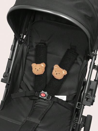 1 par mjuka axelremsskydd, söt tecknad björndesign, bekväma och hudvänliga, lämpliga för barnvagnar och bilbarnstolar