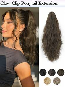 16 Inch Ponytail Extensions Claw Clip In Ponytail Hairpiece Synthetic Pony Tails Hair Piece Natural Wavy Hairpieces Party Daily For Women - Multicolor - View 12