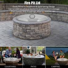 Funda Protectora para Fogón/Fuego , Acero Inoxidable Plateado con Asa, para Fuego Empotrado (34" x 34") - Ideal para Patio y Camping - Plateado - Ver 6