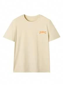 Summer Women's Ocean Beach Coconut Tree Letter Print Round Neck Camisole, Casual Loose Versatile Vacation Style Top, Suitable For Holiday And Summer Wear - Apricot - View 3