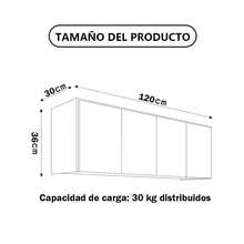 120cm Alacena Gabinete Superior Cocina De Moderno Color Negro - Blanco - Ver 2