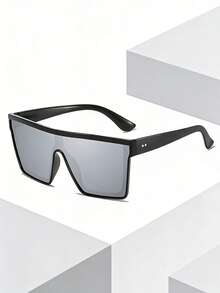 1副方形镜框时尚骑行驾驶朋克风超酷眼镜，适合旅行、骑行和外出佩戴 - 彩色 - 查看 4