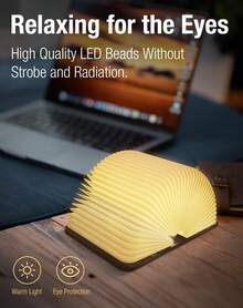 Wooden Book Lamp, Book Lovers Gifts,Teacher Appreciation Gifts For Women, Folding Book Light, LED Ambient Lighting, Magnetic Mood Lighting For Home & Library Decor - 黃色 - 查看 2
