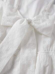 Women's Summer Cami Dress Sleeveless Square Neck Floral Eyelet Embroidery Beach Dress - 白色 - 查看 9