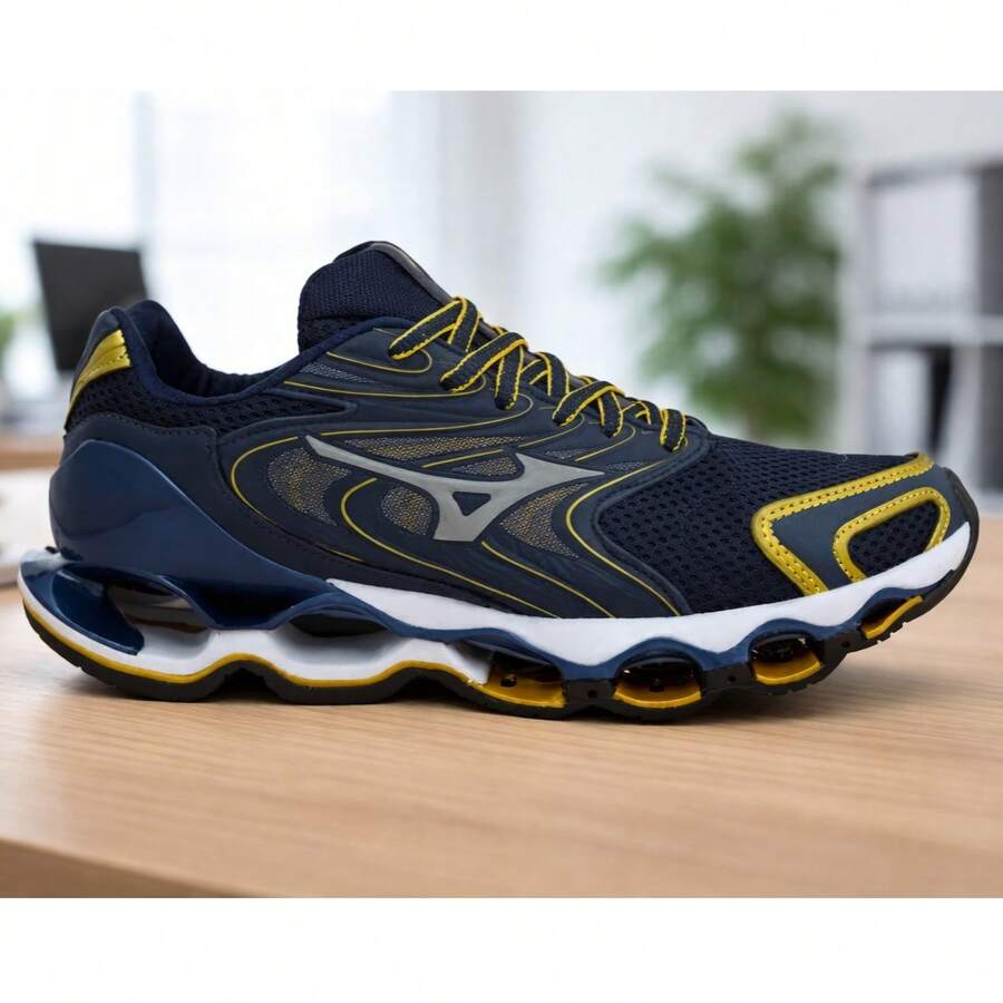 Men's Wave 12s Premium Line Prophecy Mizun High Performance Comfortable Sneakers - New Release - Sportswear, Casual, Gym, Running - On - 金色海軍 - 查看 1