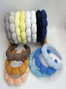 1pc Minimalist Cloud Sponge Headband For Women, Summer High Crown Pressure Washing Face Headwrap, 2024 New Hair Accessories, Hair Band, Hair Hoop Head Accessories Hairband - Multicolor - View 2