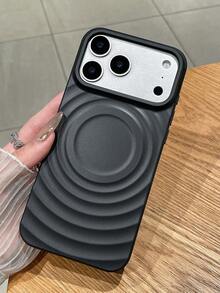 Water Wave MagSafe Magnetic Phone Case, Black Matte Wavy Anti-Drop Protective Cover, Anti-Slip Anti-Fingerprint Phone Case, Minimalist Protective Shell, Suitable For Daily Use & Gift Giving, Compatible With IPhone - Black - View 6