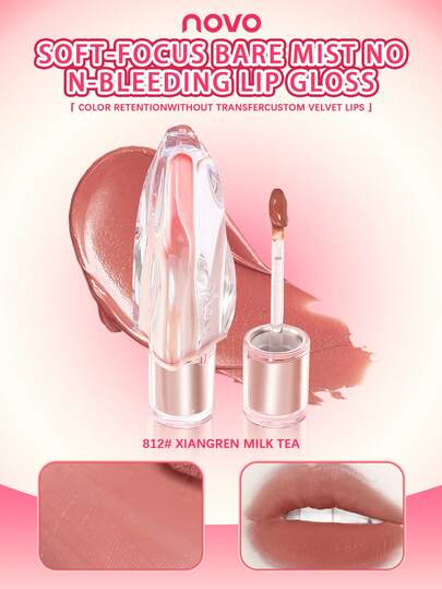 NOVO Long-Lasting, Non-Transferring Matte Lip Gloss, Liquid To Matte Texture, Soft Focus Nude Effect, Matte Makeup Finish, Quick Drying, Great Gift For Women, Birthday, Holiday, Graduation, Party, Fashion Makeup