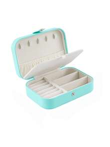 1个优雅经典首饰收纳盒，大容量，内衬绒布，PU皮革材质，防尘带盖，抗氧化，可收纳耳环、戒指、项链等，家居装饰收纳，便携式旅行首饰盒，居家必备收纳盒，节日礼物，情人节礼物，新年礼物，女孩礼物